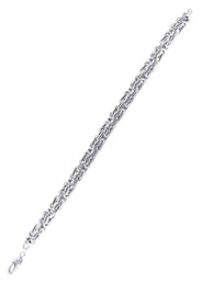 Italian Mens Byzantine Bracelet 10K White Gold