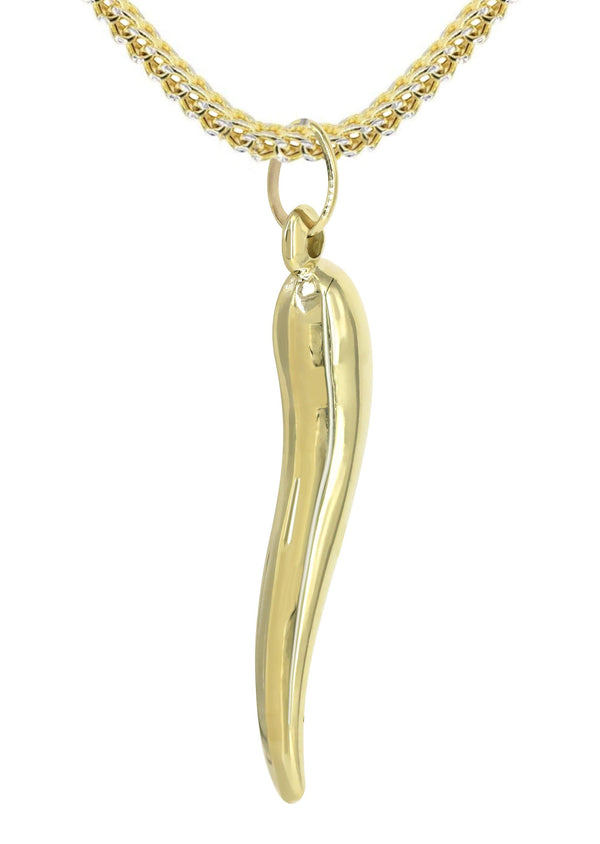 10K Yellow Gold Italian Horn Necklace | Appx. 11.6 Grams