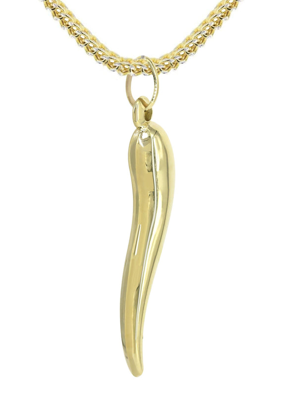 10K Yellow Gold Italian Horn Necklace | Appx. 11.6 Grams