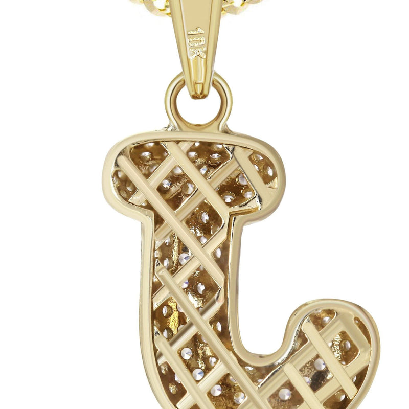 10K Yellow Gold Bubble Letter "J" CZ Necklace | Appx. 4.1 Grams