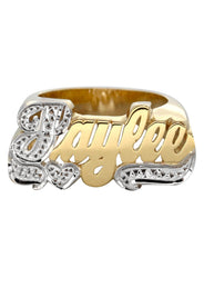 14K Two Tone Diamond Cut Gold Name Ring | Appx. 5 Grams