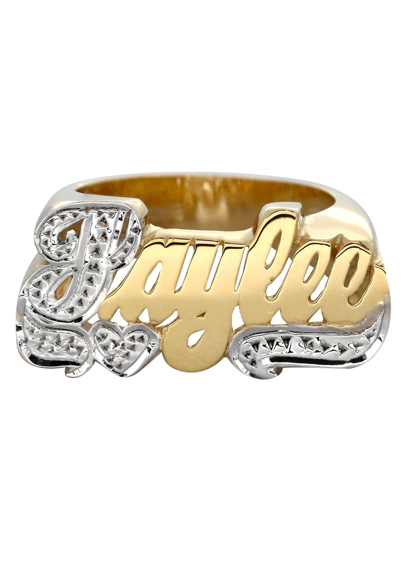 14K Two Tone Diamond Cut Gold Name Ring | Appx. 5 Grams