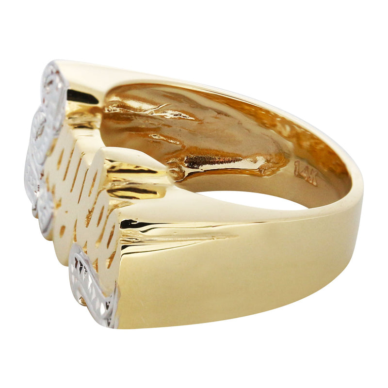 14K Two Tone Diamond Cut Gold Name Ring | Appx. 5 Grams
