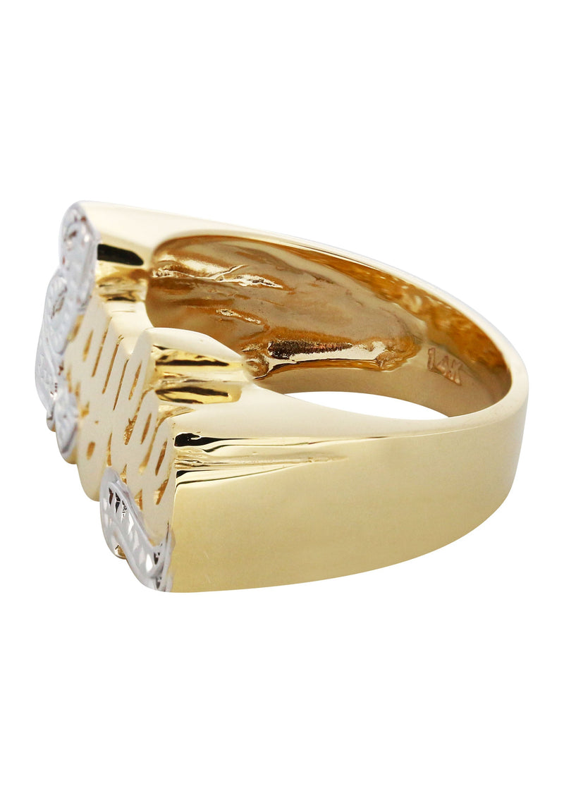 14K Two Tone Diamond Cut Gold Name Ring | Appx. 5 Grams
