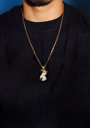 Mens Gold Plated Franco Chain & Cross Pendant | Appx. 14.4 Grams