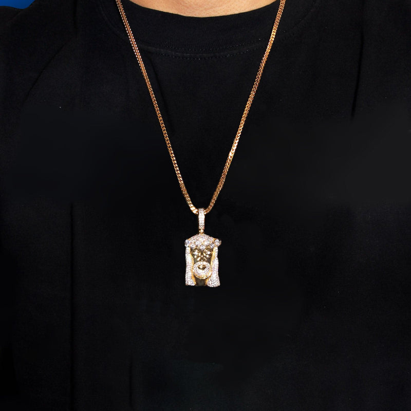 Gold Plated Rope Chain & Jesus Head Pendant | Appx. 26.7 Grams