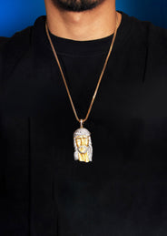 Mens Gold Plated Rope Chain & Jesus Piece Chain | Appx. 42.4 Grams