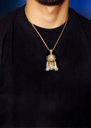 Mens Gold Plated Cuban Link Chain & King Pendant | Appx. 19.5 Grams