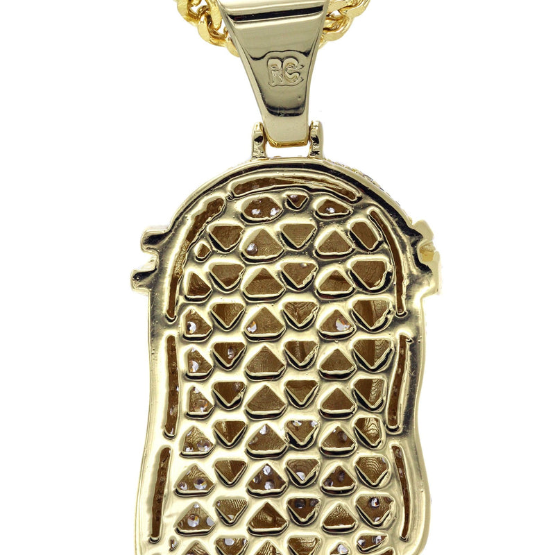 Gold Plated Franco Link Chain & Jesus Head Pendant | Appx. 14.8 Grams