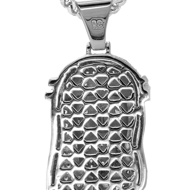 White Gold Plated Franco Link Chain & Jesus Head Pendant | Appx. 14.8 Grams