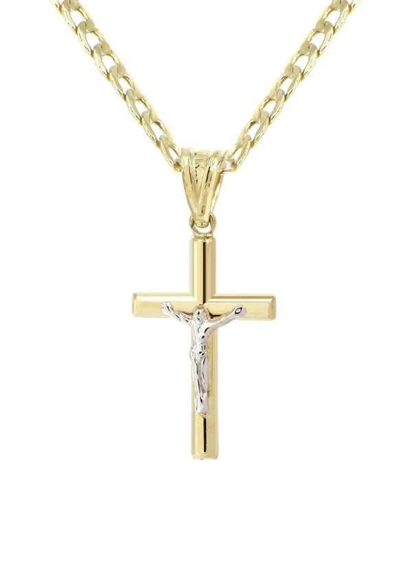 10K Gold Crucifix / Cross Necklace For Men | 3.1 Grams