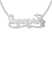 14K White Gold Diamond Cut Name Plate Necklace | Style #31