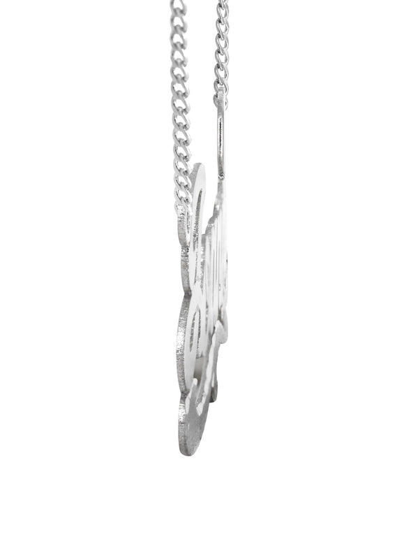 14K White Gold Diamond Cut Name Plate Necklace | Style #31