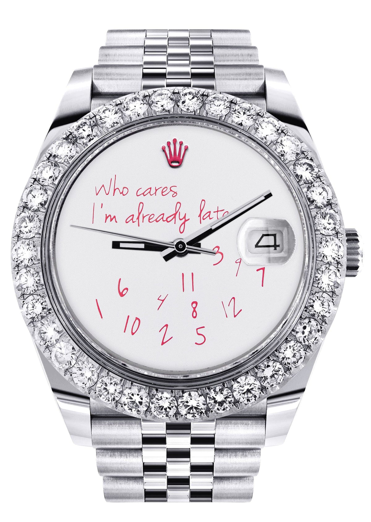 Rolex Datejust 41 Watch | 41 MM | "Who Cares I'm Already Late" Custom Dial | Jubilee Band