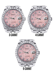 Rolex Datejust 41 Watch | 41 MM | Custom Pink Texture Diamond Dial | Jubilee Band