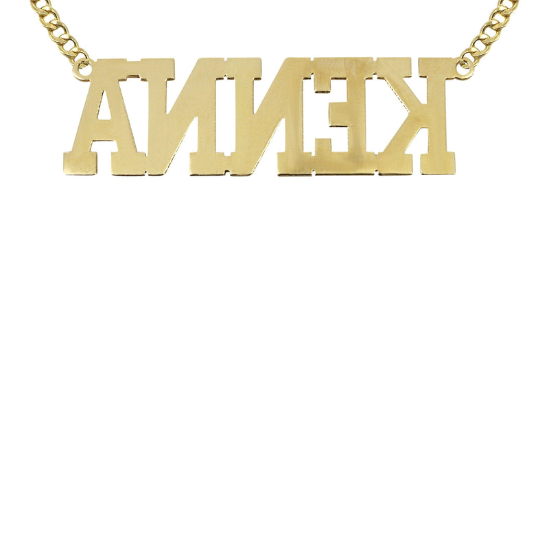 14K Gold  Diamond Cut Name Plate Necklace | Style #46