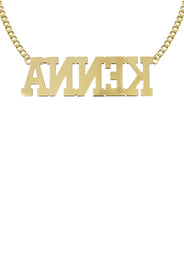 14K Gold  Diamond Cut Name Plate Necklace | Style #46
