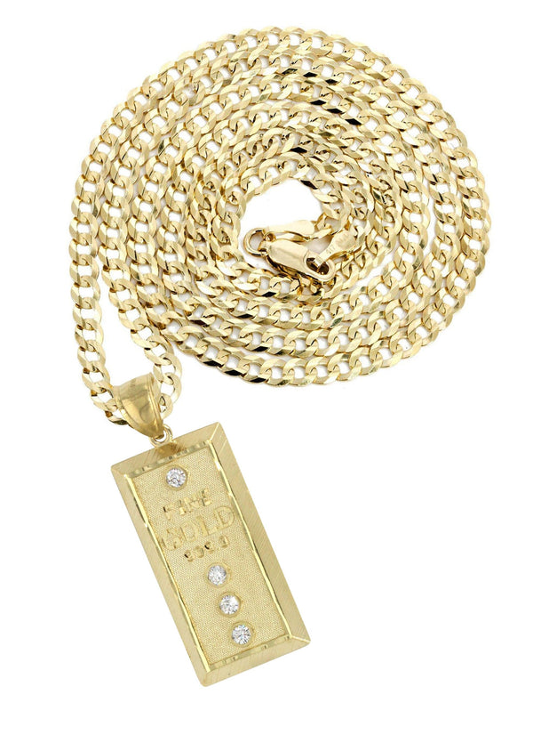 10K Yellow Gold Gold Brick Necklace | Appx. 15.1 Grams