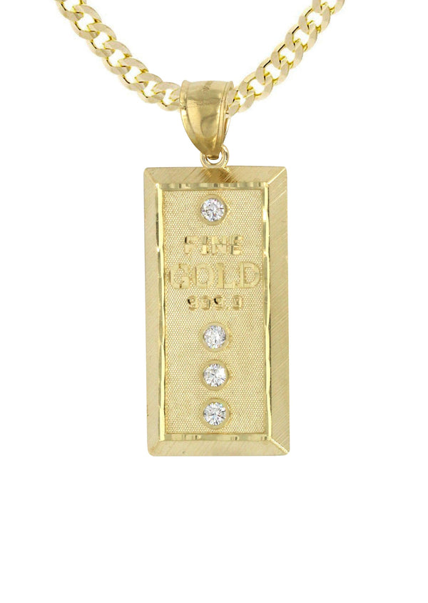10K Yellow Gold Gold Brick Necklace | Appx. 15.1 Grams