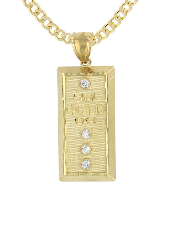10K Yellow Gold Gold Brick Necklace | Appx. 15.1 Grams