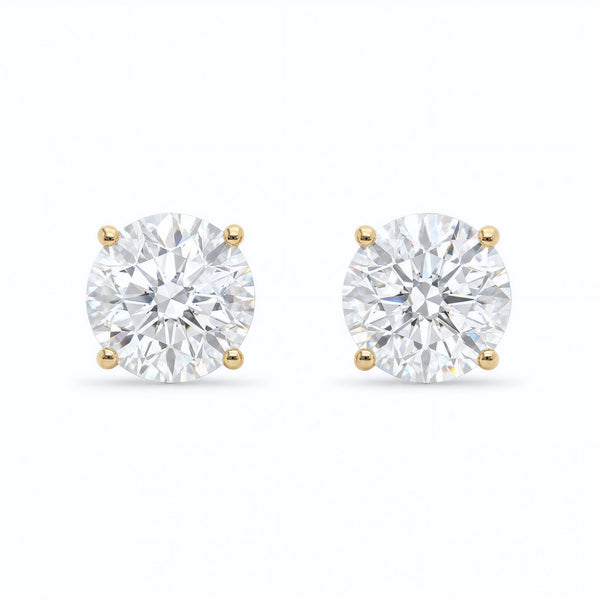 14K Lab Grown Diamond Stud Earrings Yellow Gold