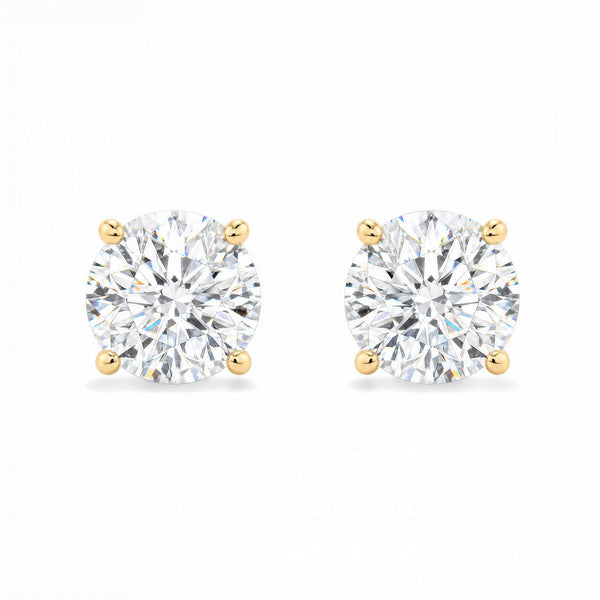 14K Lab Grown Diamond Stud Earrings Yellow Gold