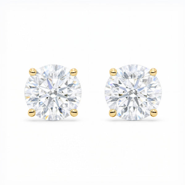 14K Lab Grown Diamond Stud Earrings Yellow Gold
