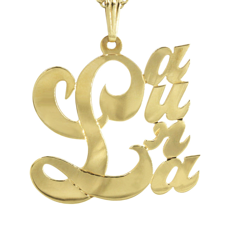 14K Gold  Big Letter Name Plate Necklace | Style #66