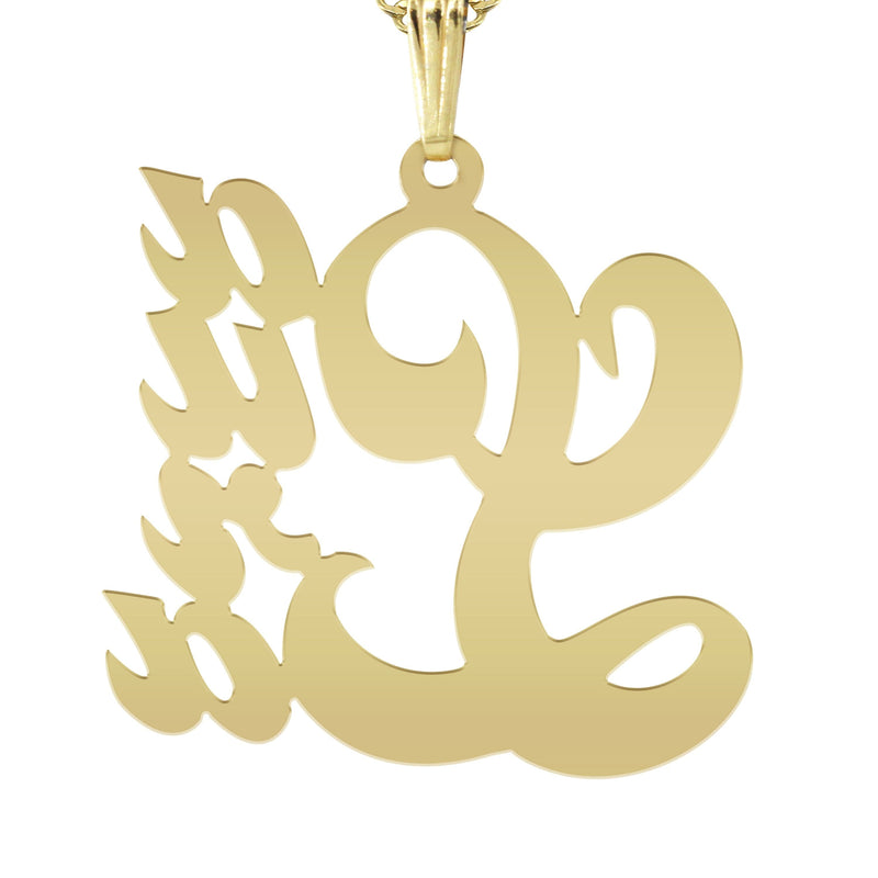 14K Gold  Big Letter Name Plate Necklace | Style #66