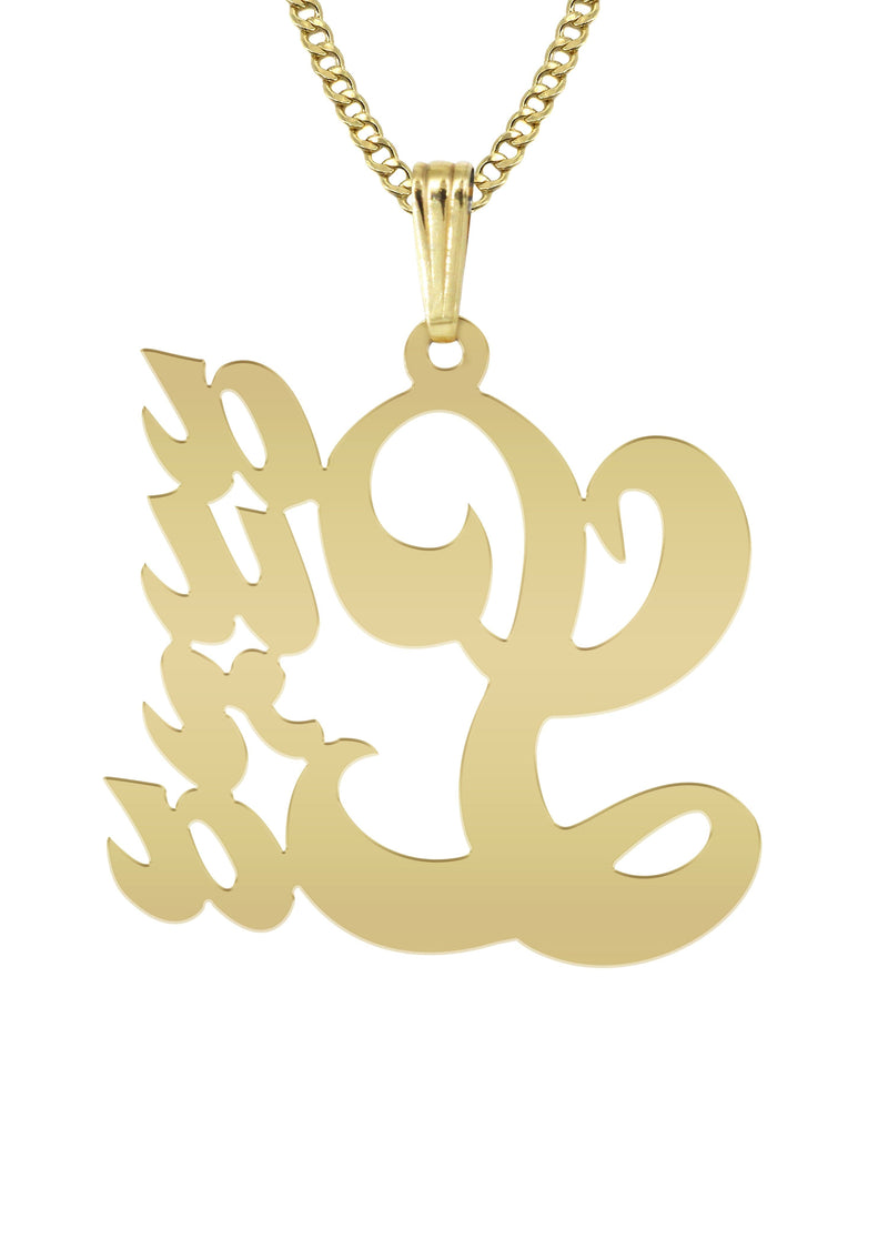 14K Gold  Big Letter Name Plate Necklace | Style #66