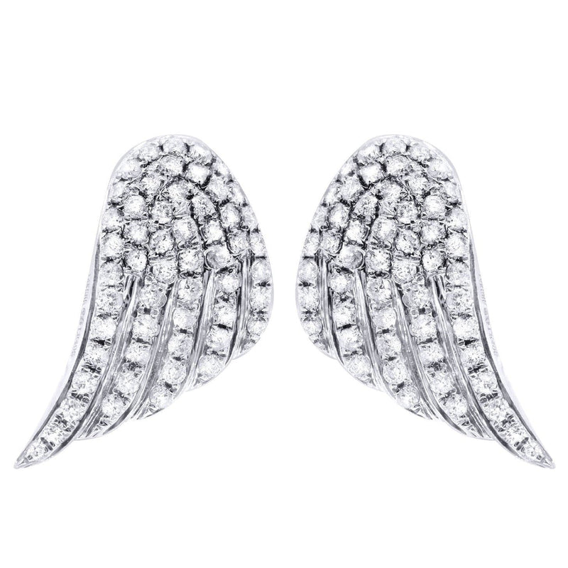 Angel Diamond Earrings For Men |  14K White Gold  | 0.89 Carats