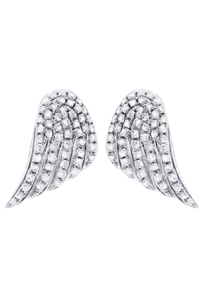 Angel Diamond Earrings For Men |  14K White Gold  | 0.89 Carats