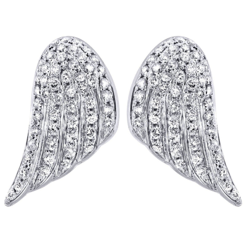 Angel Diamond Earrings For Men |  14K White Gold  | 1.56 Carats