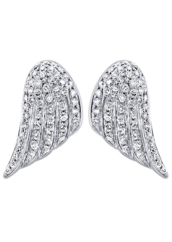 Angel Diamond Earrings For Men |  14K White Gold  | 1.56 Carats
