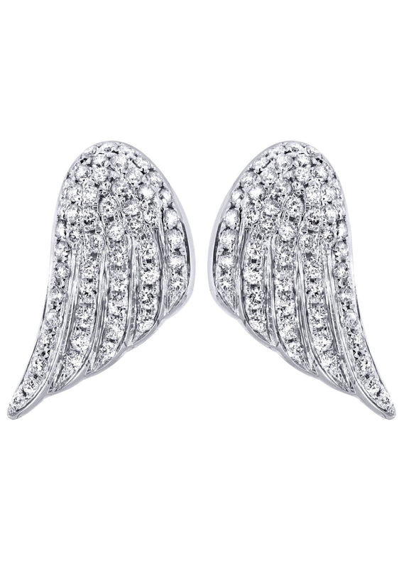 Angel Diamond Earrings For Men |  14K White Gold  | 1.56 Carats