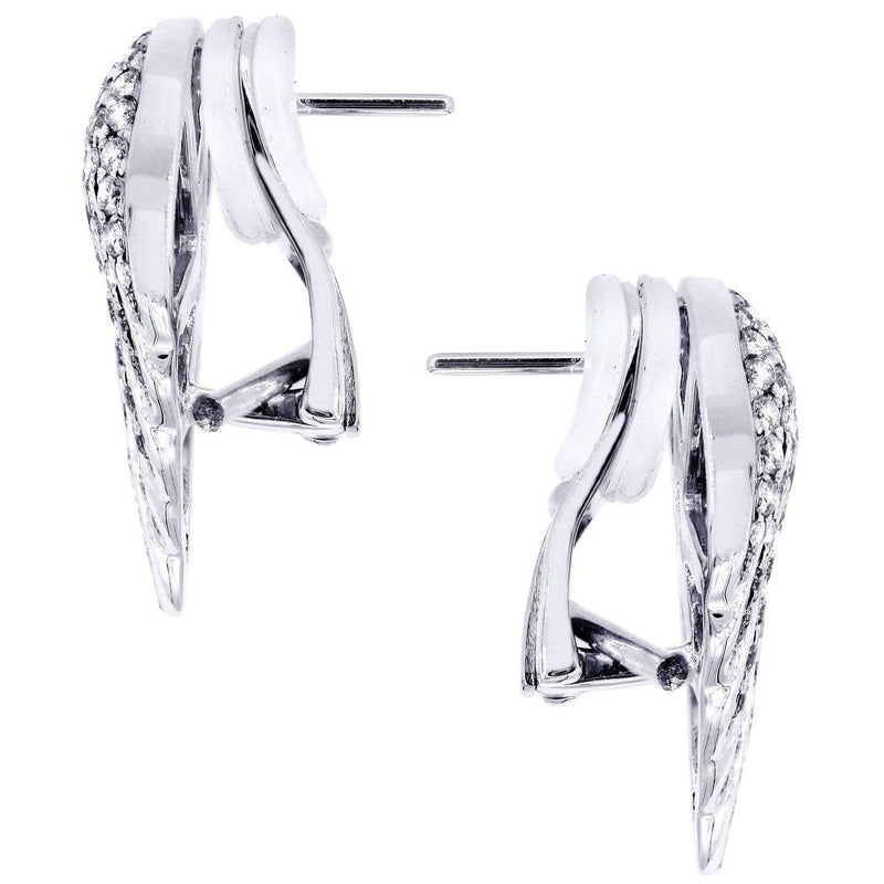 Angel Diamond Earrings For Men |  14K White Gold  | 1.56 Carats