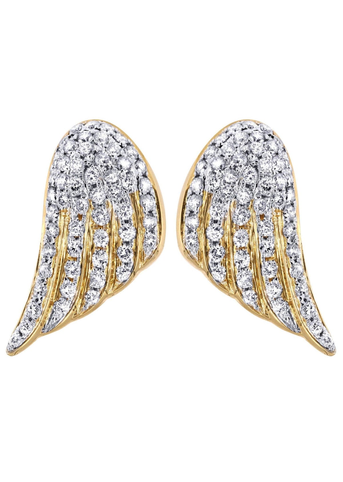 Diamond Earrings For Men |  14K Yellow Gold  | 1.56 Carats