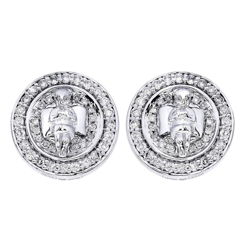Diamond Earrings For Men |  14K White Gold  | 0.82 Carats