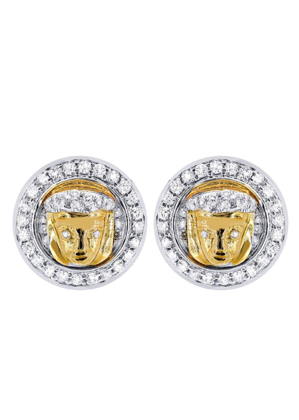 Diamond Earrings For Men |  14K Yellow Gold  | 0.84 Carats