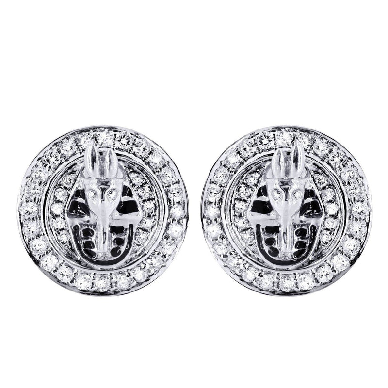 Diamond Earrings For Men |  14K White Gold  | 0.75 Carats