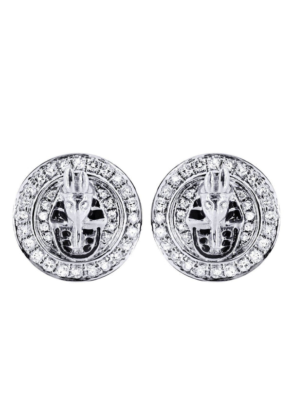Diamond Earrings For Men |  14K White Gold  | 0.75 Carats