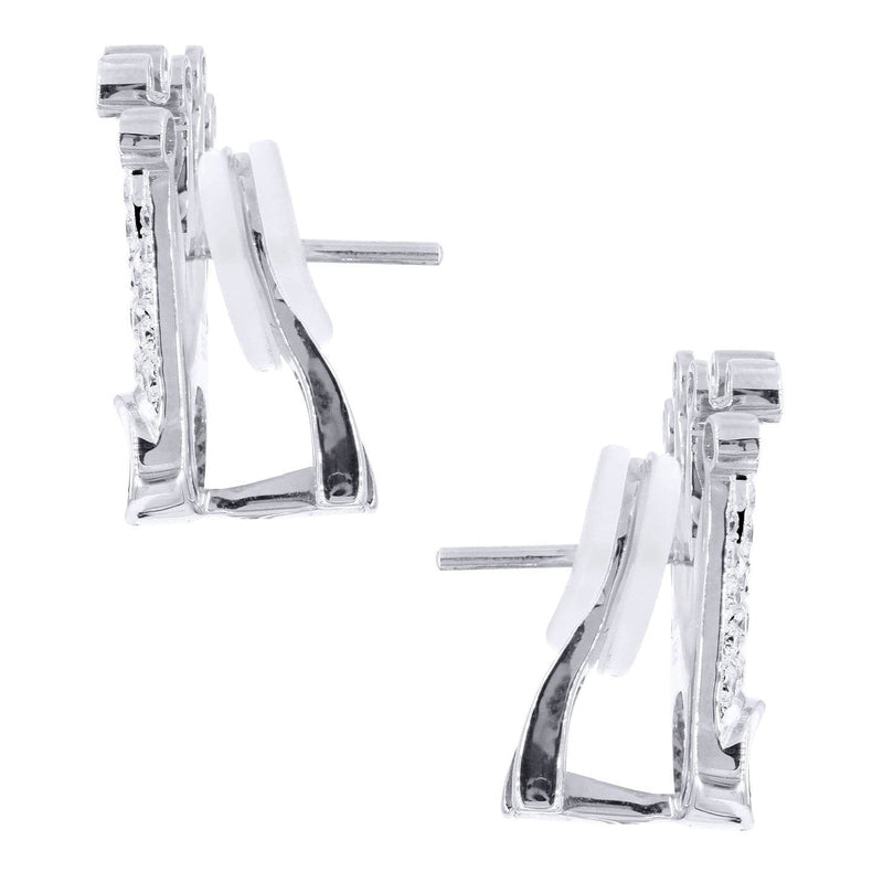 Diamond Earrings For Men |  14K White Gold  | 0.86 Carats