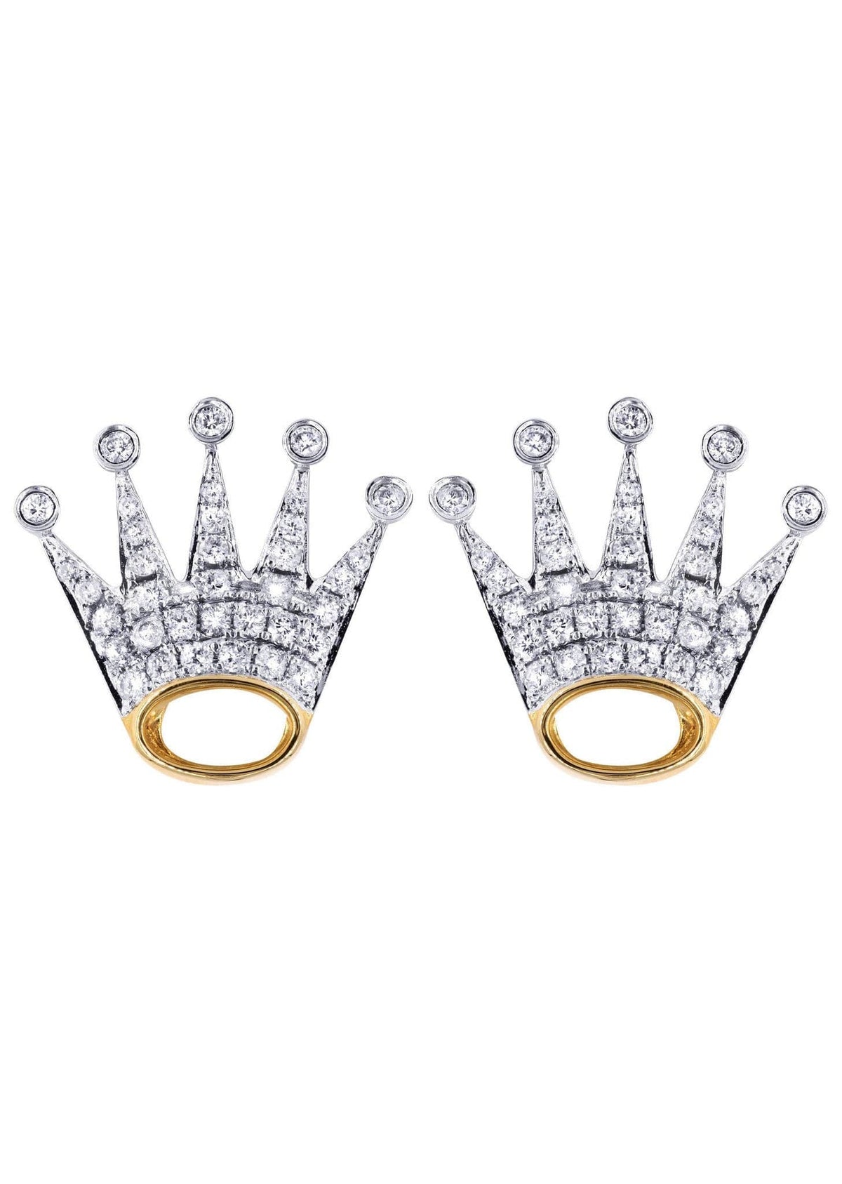 Diamond Earrings For Men |  14K Yellow Gold  | 0.87 Carats