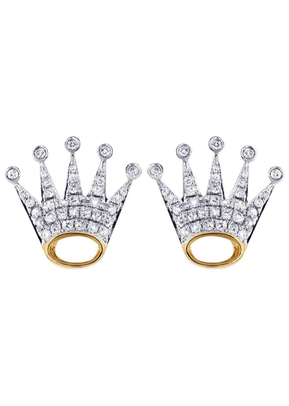 Diamond Earrings For Men |  14K Yellow Gold  | 0.87 Carats
