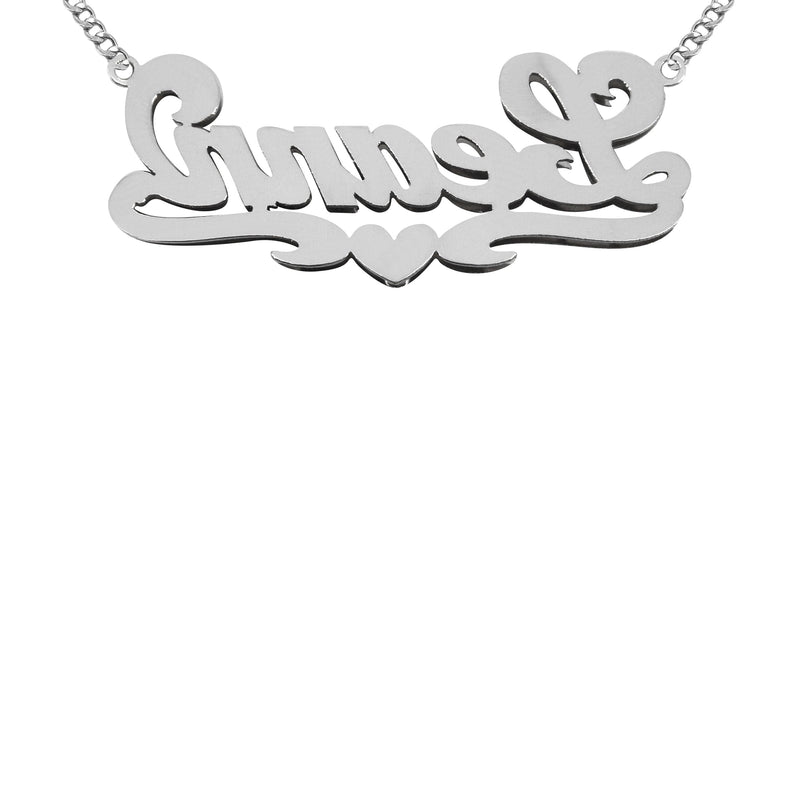 14K White Gold with Diamonds Name Plate Necklace | Style #9