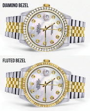 Diamond Gold Rolex Watch For Men 16233 | 36Mm | White Mother Of Pearl  | Jubilee Band