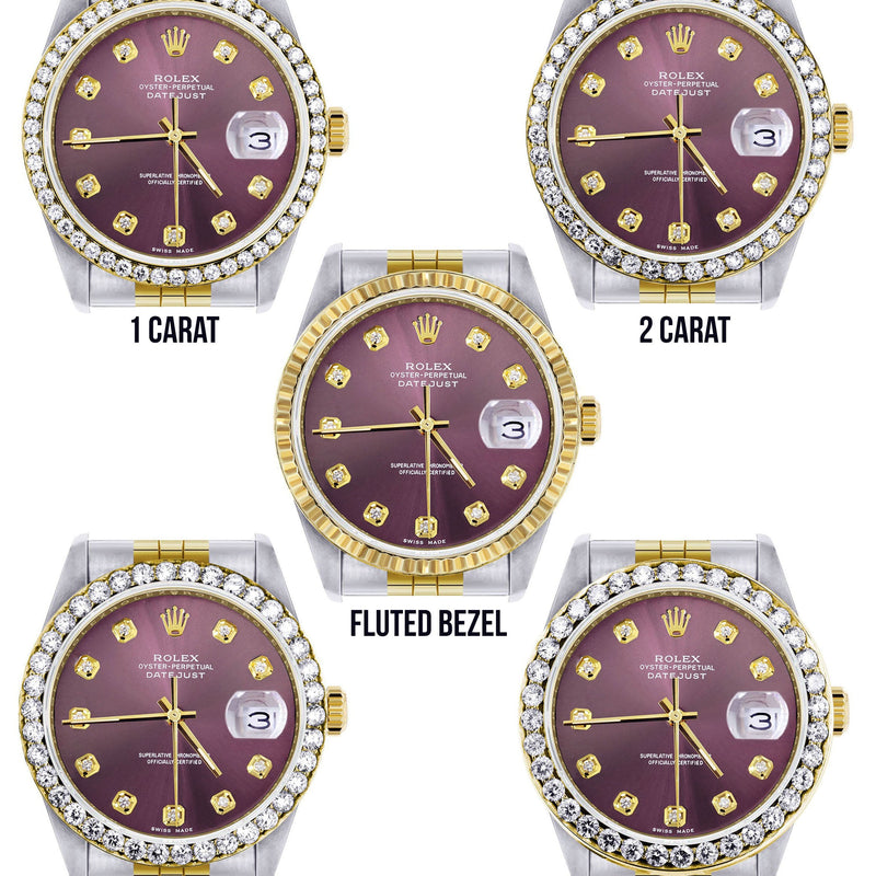 Womens Diamond Rolex Datetjust Watch 16233 | 36Mm | Purple Dial | Jubilee Band