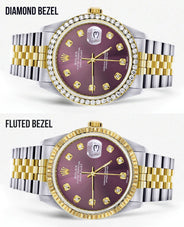 Diamond Rolex Datejust Watch for Men 16233 | 36Mm | Purple Dial | Jubilee Band