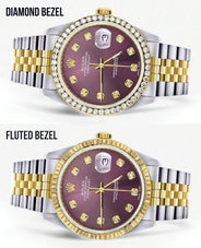 Womens Diamond Rolex Datetjust Watch 16233 | 36Mm | Purple Dial | Jubilee Band