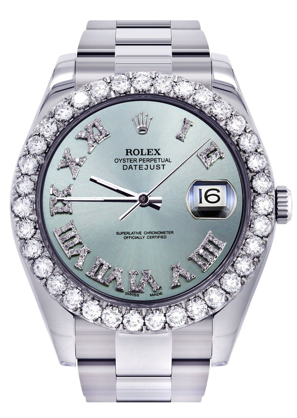 Rolex Datejust II Watch | 41 MM | Custom Light Blue Diamond Roman Dial | Oyster Band